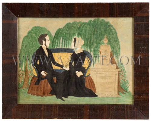 Gentleman and Lady
Seated On Upholstered Settee
Watercolor, pencil and pinprick
Anonymous
New England
1830's, entire view